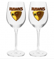 Hawks set of 2 wine glasses